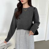 クルーネックショートニット ダメージ加工 ショート丈トップス | COCOMOMO | 詳細画像20 