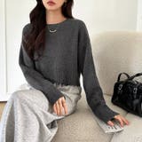 クルーネックショートニット ダメージ加工 ショート丈トップス | COCOMOMO | 詳細画像23 