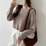 クルーネックショートニット ダメージ加工 ショート丈トップス | COCOMOMO | 詳細画像25 