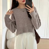 クルーネックショートニット ダメージ加工 ショート丈トップス | COCOMOMO | 詳細画像29 