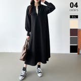 ブラック | ハーフジップワンピース 前後2way ロングワンピース | COCOMOMO