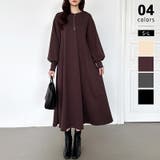 ダークブラウン | ハーフジップワンピース 前後2way ロングワンピース | COCOMOMO
