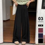 ブラック | ワイドパンツ タックワイドパンツ ハイウエストパンツ | COCOMOMO