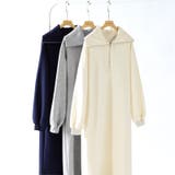 裏起毛 ハーフジップワンピース ロングワンピース | COCOMOMO | 詳細画像33 