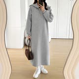 裏起毛 ハーフジップワンピース ロングワンピース | COCOMOMO | 詳細画像25 