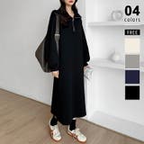 ブラック | 裏起毛 ハーフジップワンピース ロングワンピース | COCOMOMO