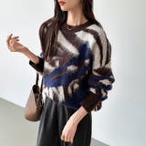 モヘアタッチ マーブル柄セーター オーバーサイズニット | COCOMOMO | 詳細画像19 