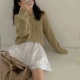 ケーブルニット ショート丈 ニットセーター | COCOMOMO | 詳細画像2