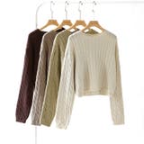 ケーブルニット ショート丈 ニットセーター | COCOMOMO | 詳細画像9