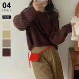 ダークブラウン | ケーブルニット ショート丈 ニットセーター | COCOMOMO