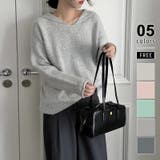 グレー | セーラーカラーニット Vネック プルオーバーニット | COCOMOMO