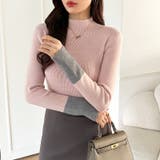 配色ニット リブニット ハイネック | COCOMOMO | 詳細画像12 