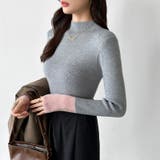 配色ニット リブニット ハイネック | COCOMOMO | 詳細画像21 