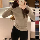 ライトブラウン | 配色ニット リブニット ハイネック | COCOMOMO