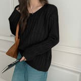 リブニット ざっくりラウンドネック オフィスカジュアル | COCOMOMO | 詳細画像12