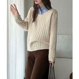 リブニット ざっくりラウンドネック オフィスカジュアル | COCOMOMO | 詳細画像3