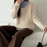 リブニット ざっくりラウンドネック オフィスカジュアル | COCOMOMO | 詳細画像4