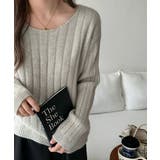 リブニット ざっくりラウンドネック オフィスカジュアル | COCOMOMO | 詳細画像5