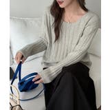 リブニット ざっくりラウンドネック オフィスカジュアル | COCOMOMO | 詳細画像6