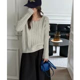 リブニット ざっくりラウンドネック オフィスカジュアル | COCOMOMO | 詳細画像8