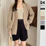 ブラウン | ニットカーディガン ボリューム袖 トッパーカーディガン | COCOMOMO