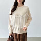 チュールドッキングニット ビスチェ風 クルーネックニット | COCOMOMO | 詳細画像2