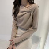 イレギュラーネックニット オフィスカジュアル きれいめニット | COCOMOMO | 詳細画像15 