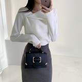 イレギュラーネックニット オフィスカジュアル きれいめニット | COCOMOMO | 詳細画像9 