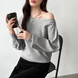 ボートネックニット ワンショルダー オフショルダー | COCOMOMO | 詳細画像32 