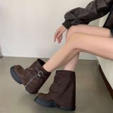 厚底ブーツ ショートブーツ ベルト付きカバーブーツ | COCOMOMO | 詳細画像3 