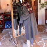 リバーシブルチェックコート マフラー付きノーカラーコート ロングコート | COCOMOMO | 詳細画像19 