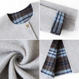 リバーシブルチェックコート マフラー付きノーカラーコート ロングコート | COCOMOMO | 詳細画像22 