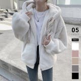 ホワイト | もこもこ ファーブルゾン フード付きパーカー | COCOMOMO