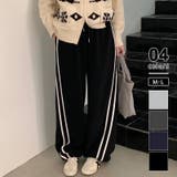 ブラック | 裏起毛 トラックパンツ ラインパンツ | COCOMOMO