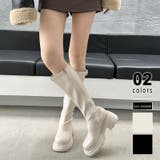 アイボリー | ロングブーツ 厚底 ジョッキーブーツ | COCOMOMO