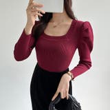 リブニット スクエアネック パフスリーブニット | COCOMOMO | 詳細画像15 