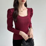 リブニット スクエアネック パフスリーブニット | COCOMOMO | 詳細画像16 