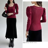 リブニット スクエアネック パフスリーブニット | COCOMOMO | 詳細画像17 