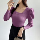 リブニット スクエアネック パフスリーブニット | COCOMOMO | 詳細画像20 