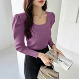 リブニット スクエアネック パフスリーブニット | COCOMOMO | 詳細画像21 