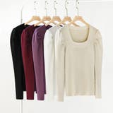 リブニット スクエアネック パフスリーブニット | COCOMOMO | 詳細画像26 