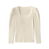 リブニット スクエアネック パフスリーブニット | COCOMOMO | 詳細画像30 