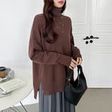 タートルネック もっちりやわらかヤク風ニット サイドスリットニット | COCOMOMO | 詳細画像14 