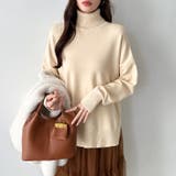 タートルネック もっちりやわらかヤク風ニット サイドスリットニット | COCOMOMO | 詳細画像2 