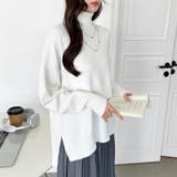 タートルネック もっちりやわらかヤク風ニット サイドスリットニット | COCOMOMO | 詳細画像20 