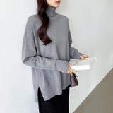 タートルネック もっちりやわらかヤク風ニット サイドスリットニット | COCOMOMO | 詳細画像23 