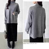 タートルネック もっちりやわらかヤク風ニット サイドスリットニット | COCOMOMO | 詳細画像25 