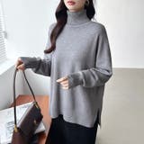 タートルネック もっちりやわらかヤク風ニット サイドスリットニット | COCOMOMO | 詳細画像27 