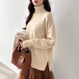 タートルネック もっちりやわらかヤク風ニット サイドスリットニット | COCOMOMO | 詳細画像3 