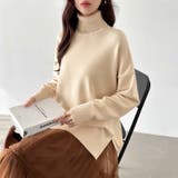 タートルネック もっちりやわらかヤク風ニット サイドスリットニット | COCOMOMO | 詳細画像6 